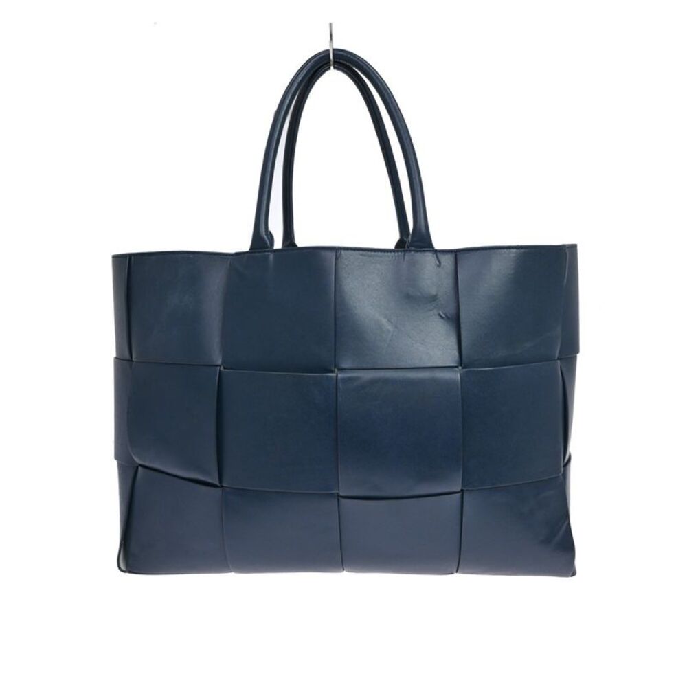Bottega Veneta Arco Tote Maxi Intrecciato Leather Navy Leather Tote Bag Bag